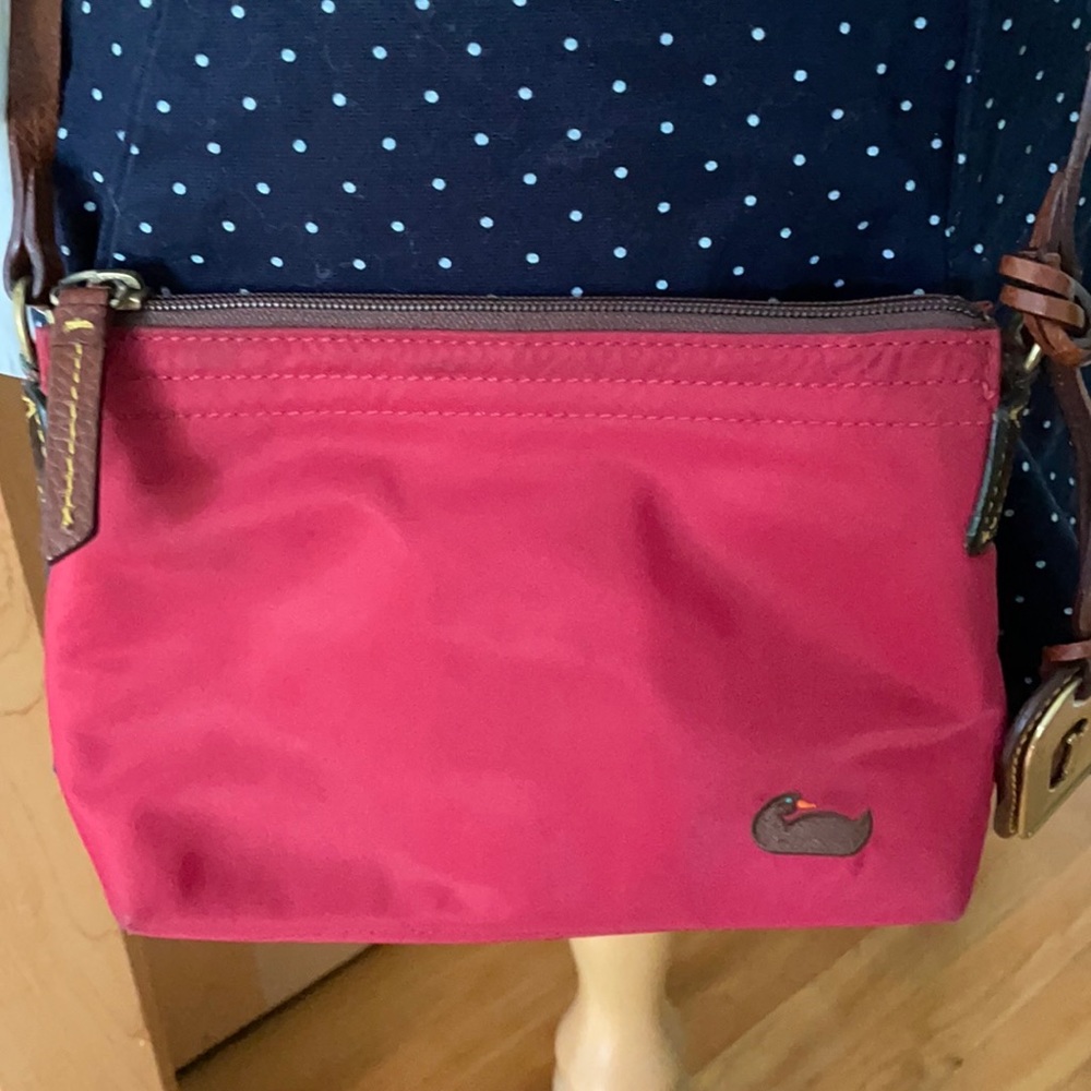 Dooney and Bourke Duck Cherry Red Nylon Crossbody Purse